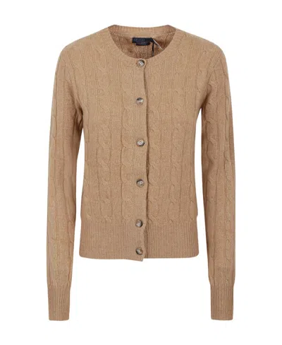 Polo Ralph Lauren Cable-knit Cashmere Cardigan In Brown
