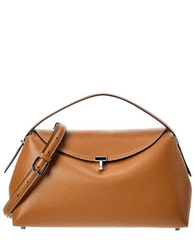 Totême Toteme T-lock Leather Top Handle Shoulder Bag In Brown