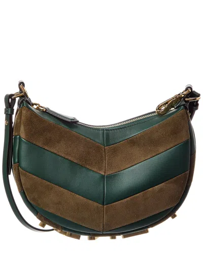 Fendi Graphy Mini Leather & Suede Hobo Bag In Green