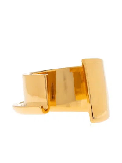 Jacquemus Gold J Bracelet In Brown
