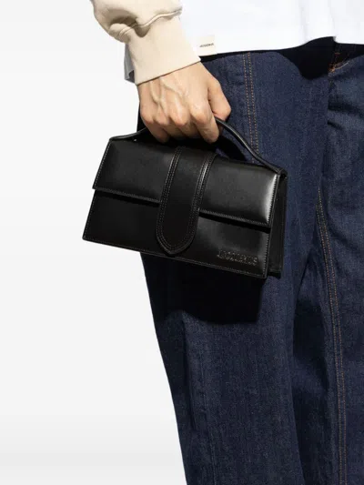 Jacquemus Calf Leather Rectangular Mini Bag With Handle In Black