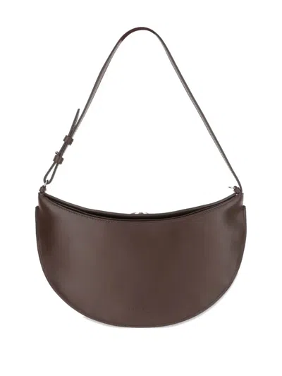 Jacquemus Compact Oval Embossed Logo Shoulder Bag In Brown