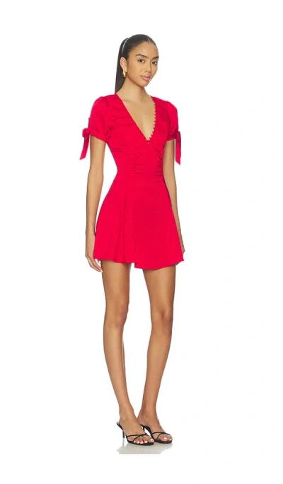 Frankies Bikinis Ella Satin Jacquard Mini Dress In Red