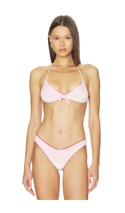 Frankies Bikinis Amore Velvet Bikini Top In Pink