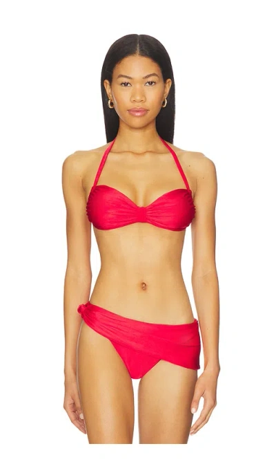Frankies Bikinis Reece Satin Bikini Top In Red