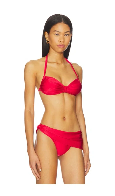 Frankies Bikinis Reece Satin Bikini Top In Red