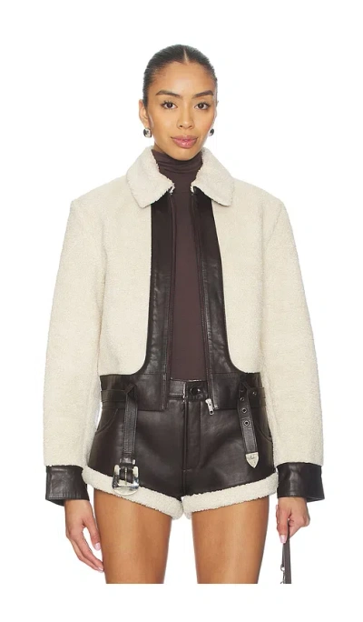 Understated Leather Faux Shearling Leather Jacket In Neutral