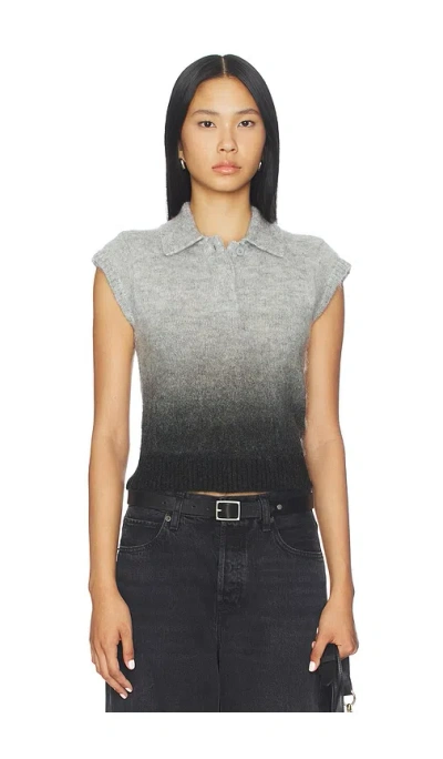 Aligne Lexi Knitted Polo Top In Gray