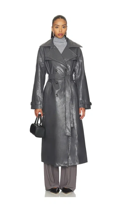 Madison The Label Hutson Trench In Gray