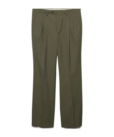 Prada Wide-leg Wool Pants In Green