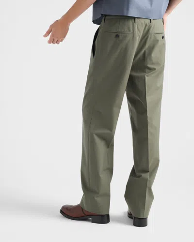 Prada Wide-leg Wool Pants In Green