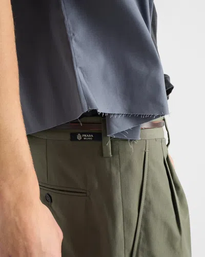 Prada Wide-leg Wool Pants In Green