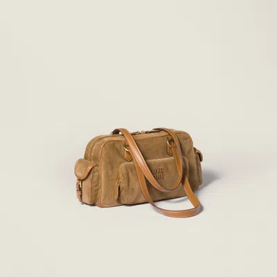 Miu Miu Corduroy Pocket Top-handle Bag In Brown