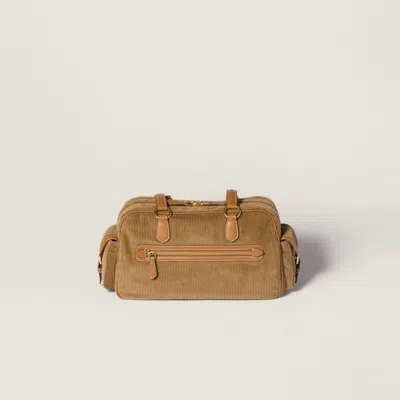 Miu Miu Corduroy Pocket Top-handle Bag In Brown