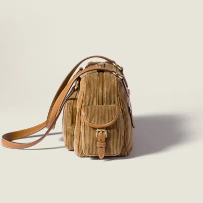 Miu Miu Corduroy Pocket Top-handle Bag In Brown