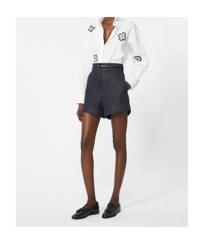 Max Mara Shock Embroidered Long Sleeve Button-up Shirt In White