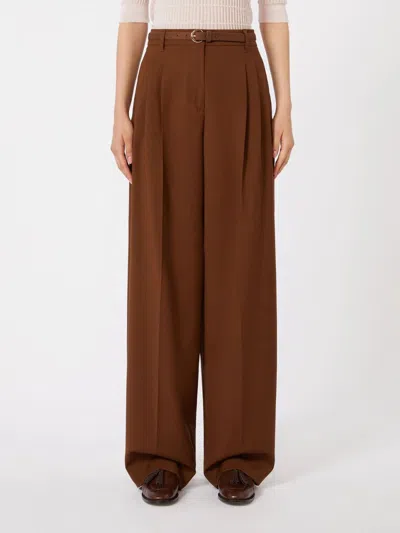 Max Mara Studio Mstbacio Trouser Chocolate In Brown