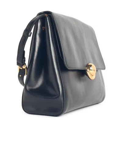 Furla Logo Flap Shoulder Bag In Black