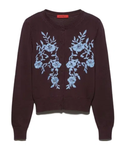 Maxco. Long Sleeve Cardigan In Burgundy