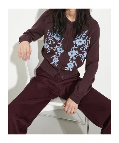 Maxco. Long Sleeve Cardigan In Burgundy