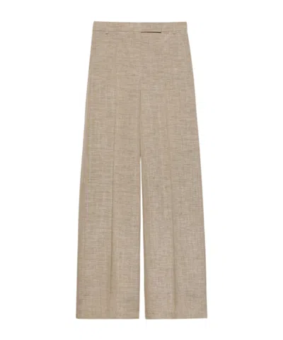 Maxco. Wide-leg Slub Grisaille Trousers In Gray