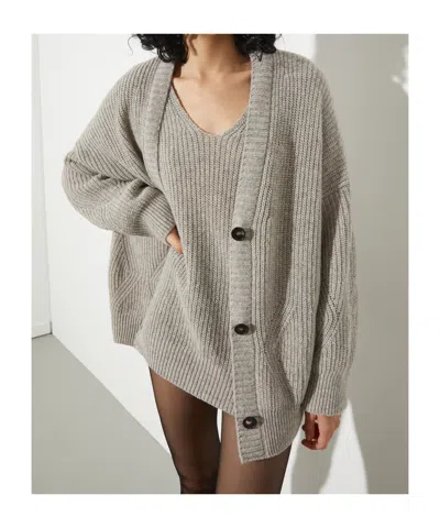 Maxco. Undyed Wool-blend Cardigan In Gray