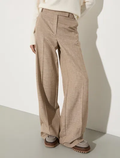 Maxco. Wide-leg Slub Grisaille Trousers In Gray