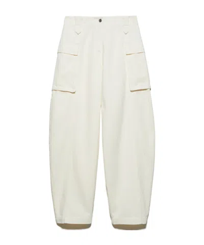 Maxco. Barrel-leg Cargo Trousers In White