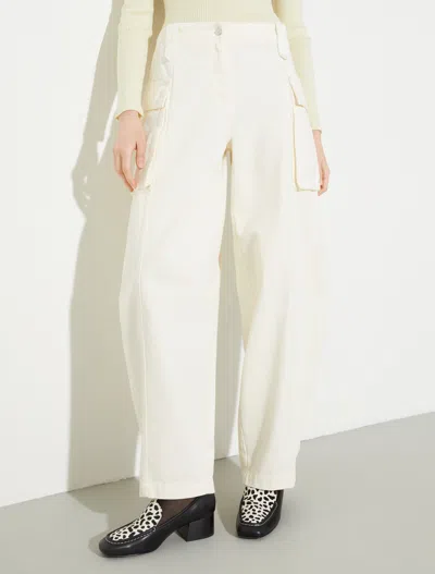 Maxco. Barrel-leg Cargo Trousers In White