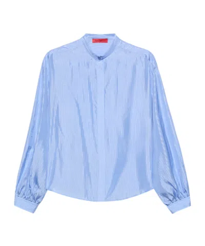 Maxco. Striped Textured Shirt In Blue