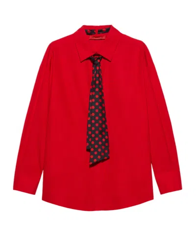 Maxco. Cotton-poplin Shirt With Tie In Red
