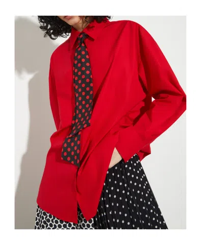 Maxco. Cotton-poplin Shirt With Tie In Red