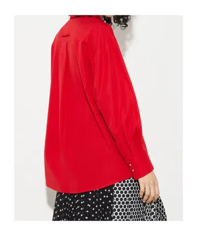 Maxco. Cotton-poplin Shirt With Tie In Red