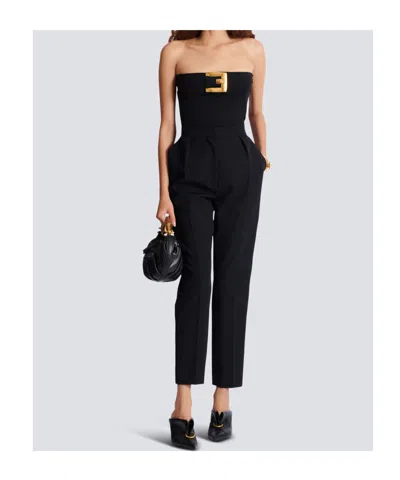 Balmain Crepe Bustier Bodysuit With Belt Detail In Multi