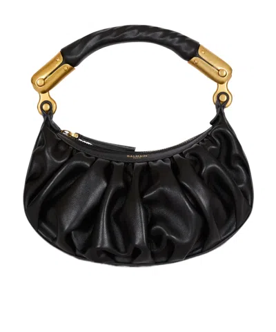 Balmain Ebene Mini Bag In Calfskin Leather In Black