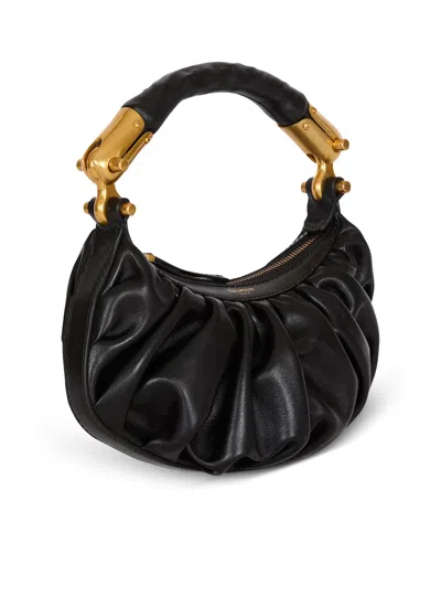 Balmain Ebene Mini Bag In Calfskin Leather In Black