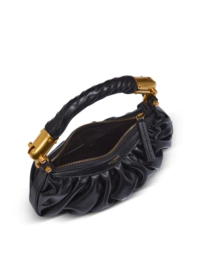Balmain Ebene Mini Bag In Calfskin Leather In Black