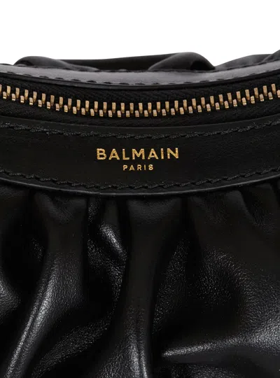 Balmain Ebene Mini Bag In Calfskin Leather In Black