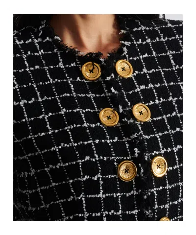 Balmain Tweed Jacket Long Sleeves Frayed Edges In Multi