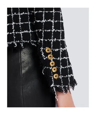 Balmain Tweed Jacket Long Sleeves Frayed Edges In Multi