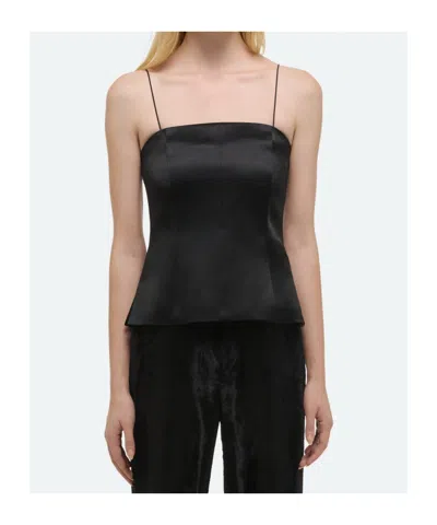 Helmut Lang Minimalist Satin Slip Top In Black