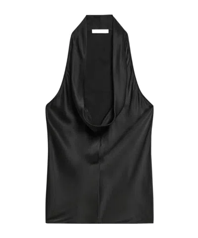 Helmut Lang Liquid Jersey Halter Top In Black