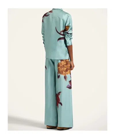 La Doublej La Double J Printed Silk-twill Palazzo Trousers In Green