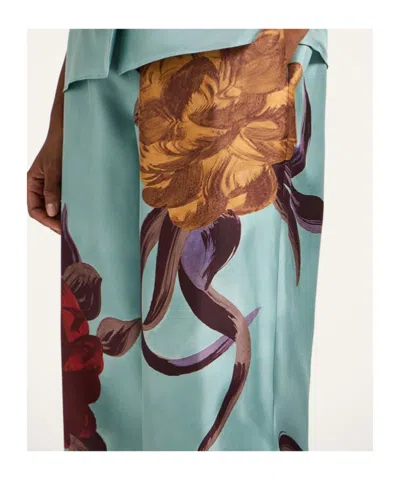 La Doublej La Double J Printed Silk-twill Palazzo Trousers In Green
