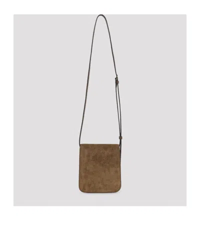 Tom Ford Mini Leather-trimmed Suede Shoulder Bag In Brown