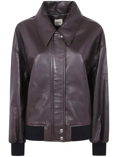 Khaite Shelman Leather Jacket In Purple