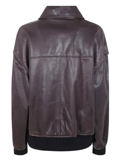 Khaite Shelman Leather Jacket In Purple