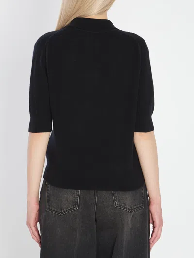 Khaite Shrunken Cashmere Polo Shirt In Black