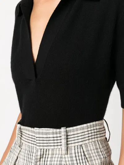 Khaite Shrunken Cashmere Polo Shirt In Black