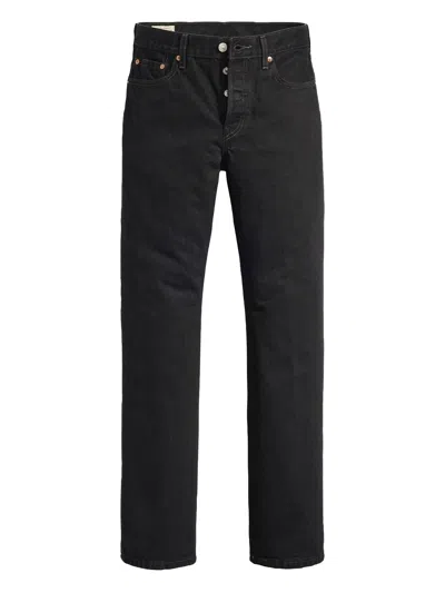 Levi's Black Cotton Straight Jeans In Black